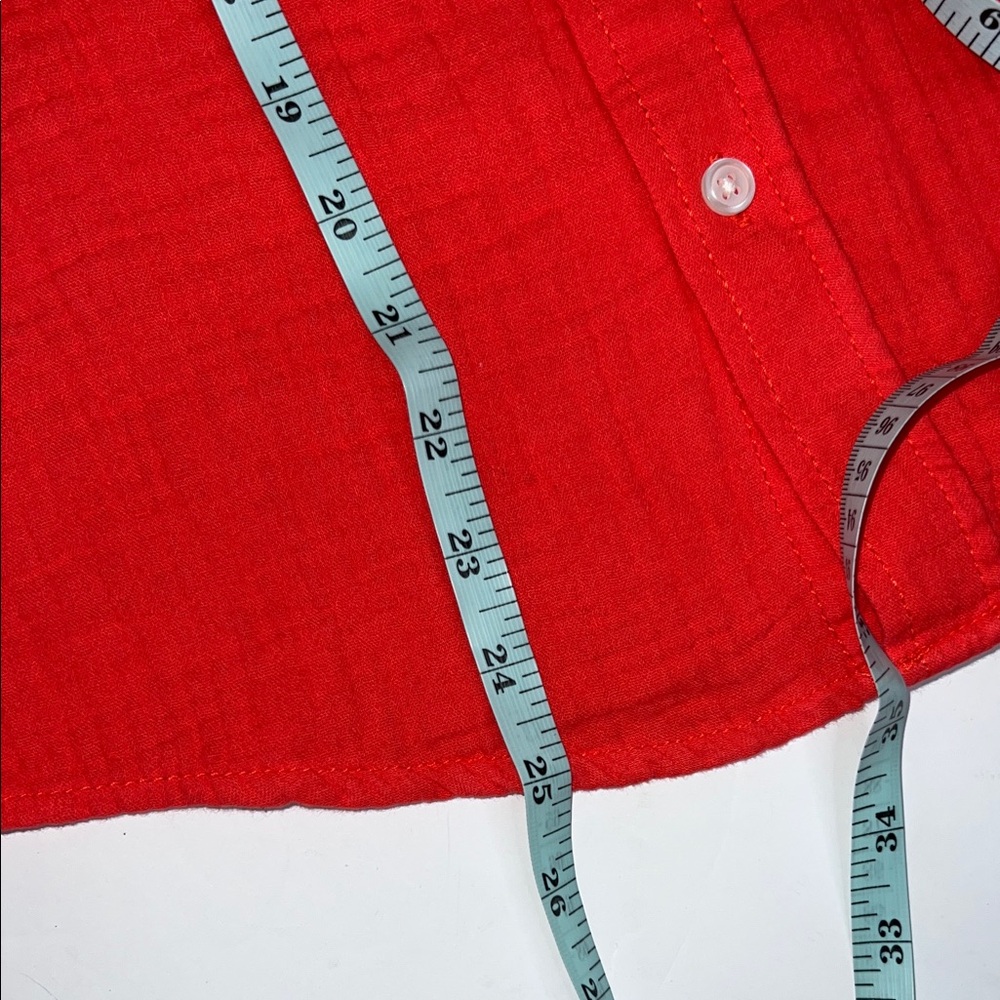 NWT Girls Coral Linen Button Down Shirt - Picture 7 of 8